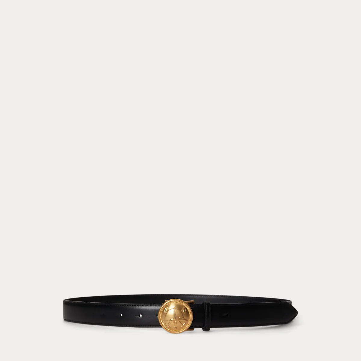 Crest Plaque-Buckle Leather Belt by Ralph Lauren