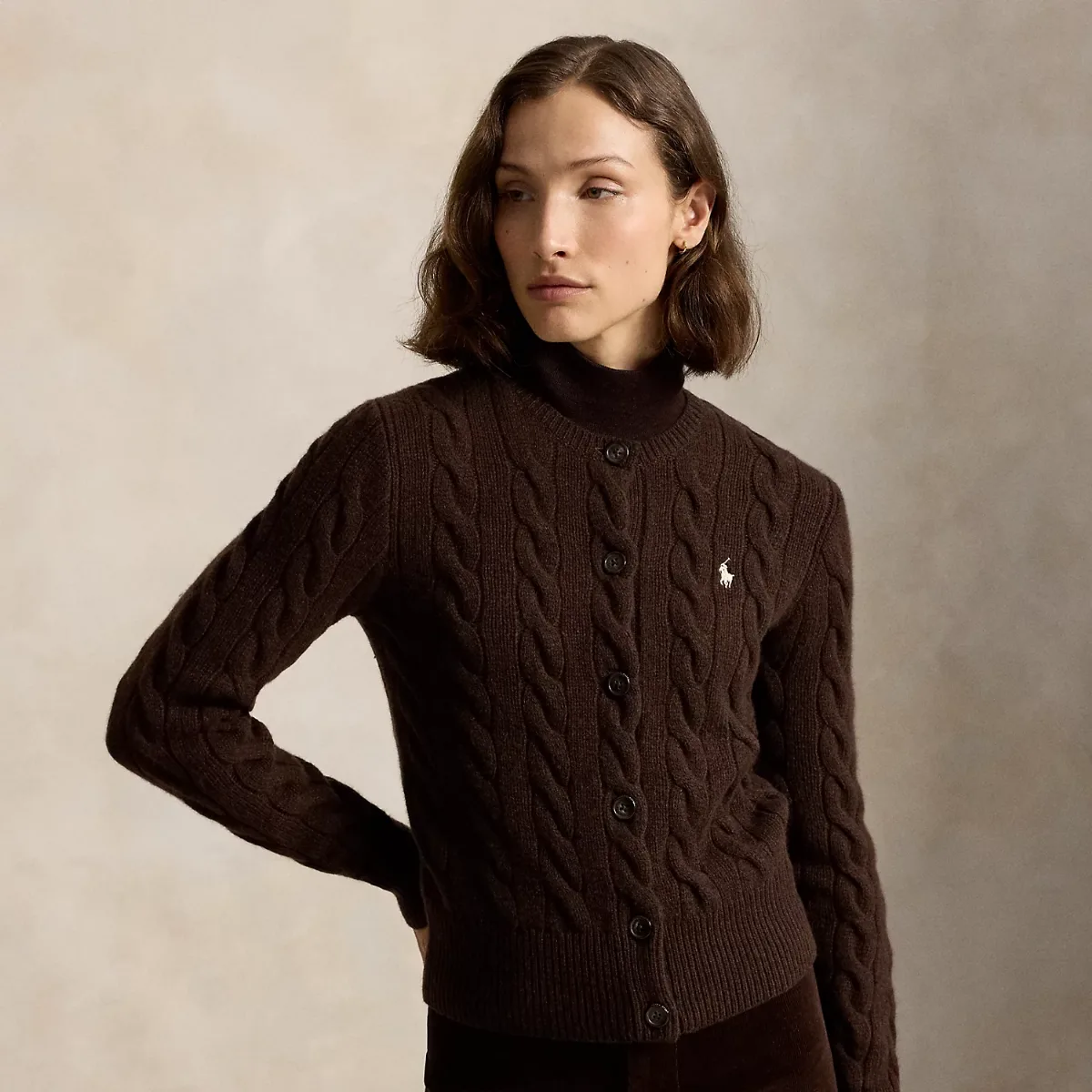 Cable-Knit Wool-Cashmere Cardigan