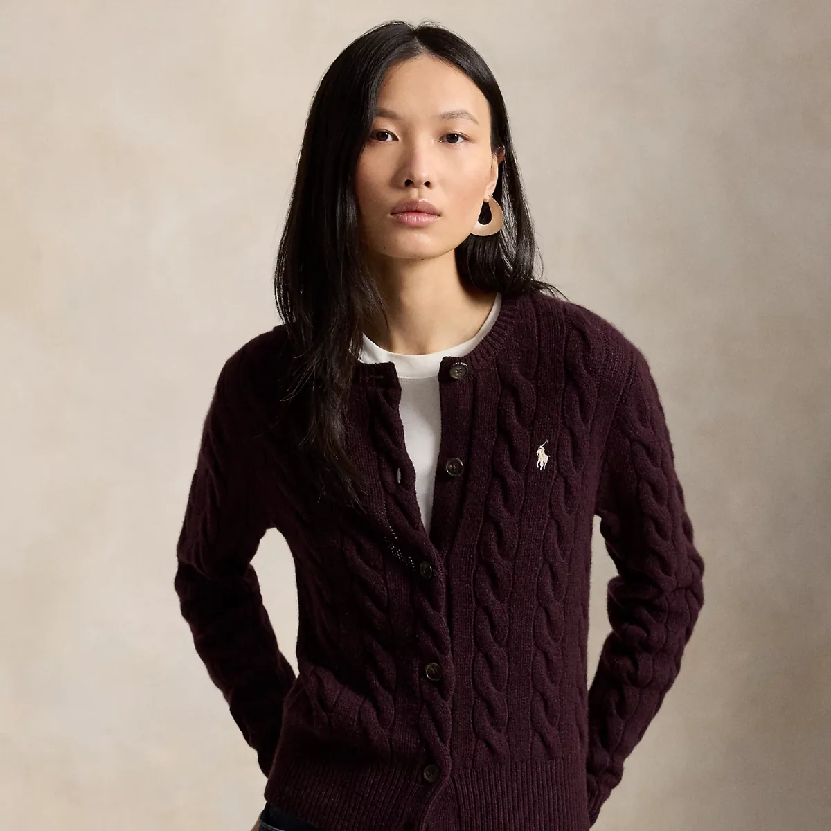 Cable-Knit Wool-Cashmere Cardigan