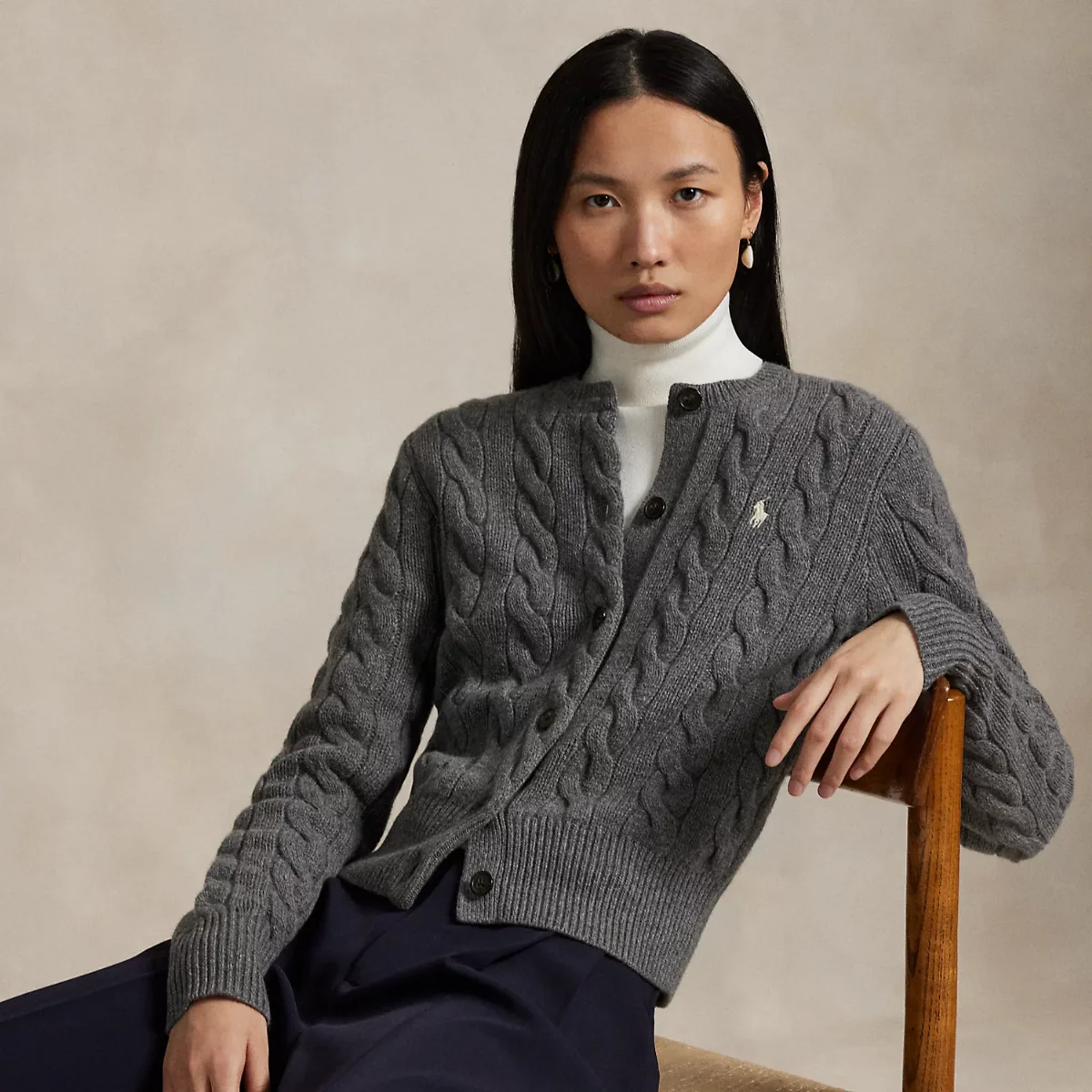 Cable-Knit Wool-Cashmere Cardigan by Ralph Lauren