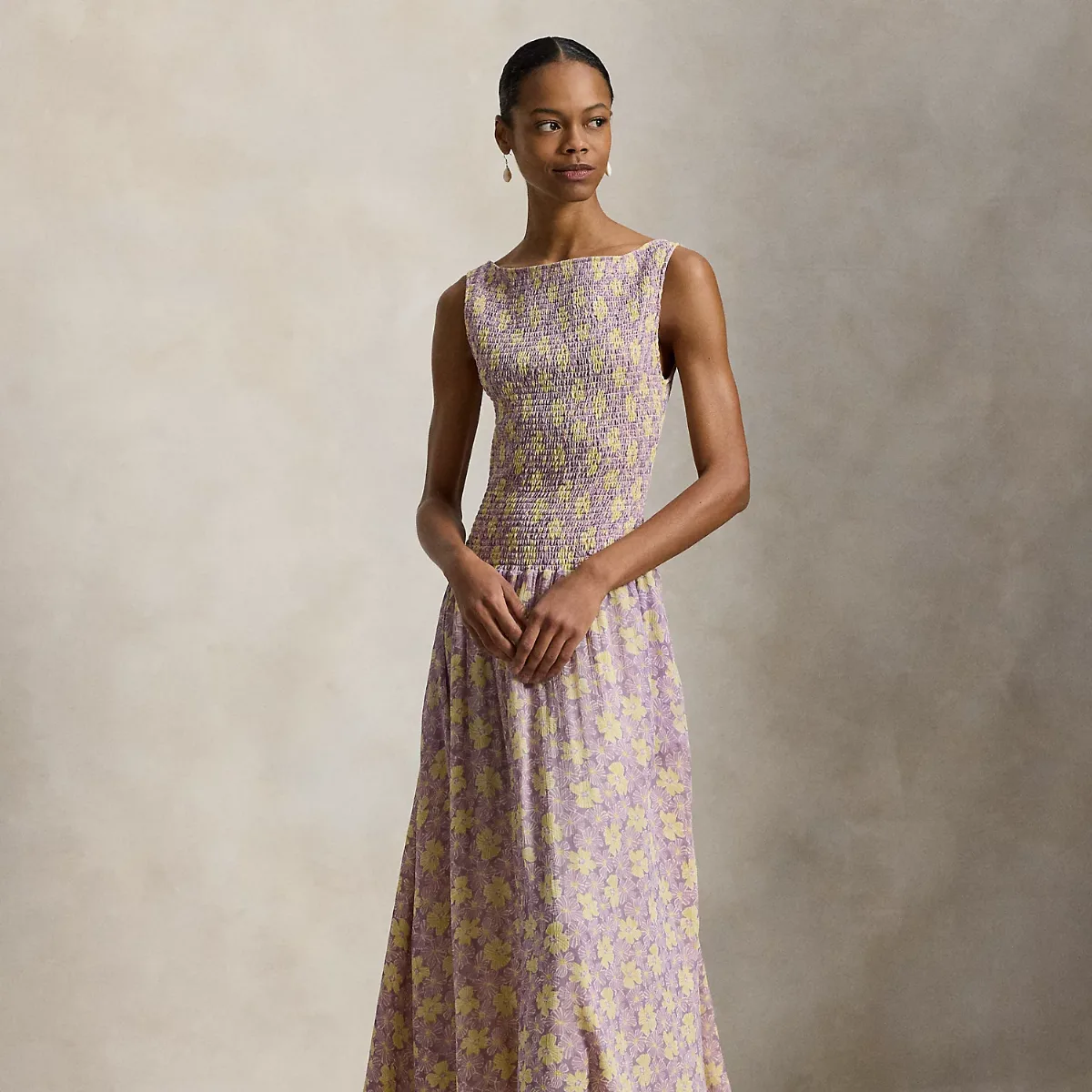 Floral Smocked Crinkled Dress by Ralph Lauren