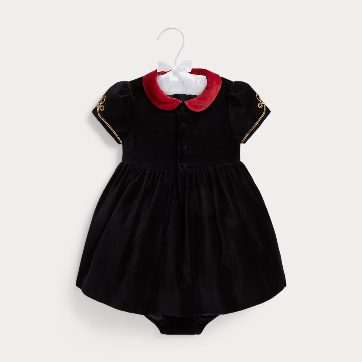 Soutache-Trim Velvet Dress & Bloomer by Ralph Lauren