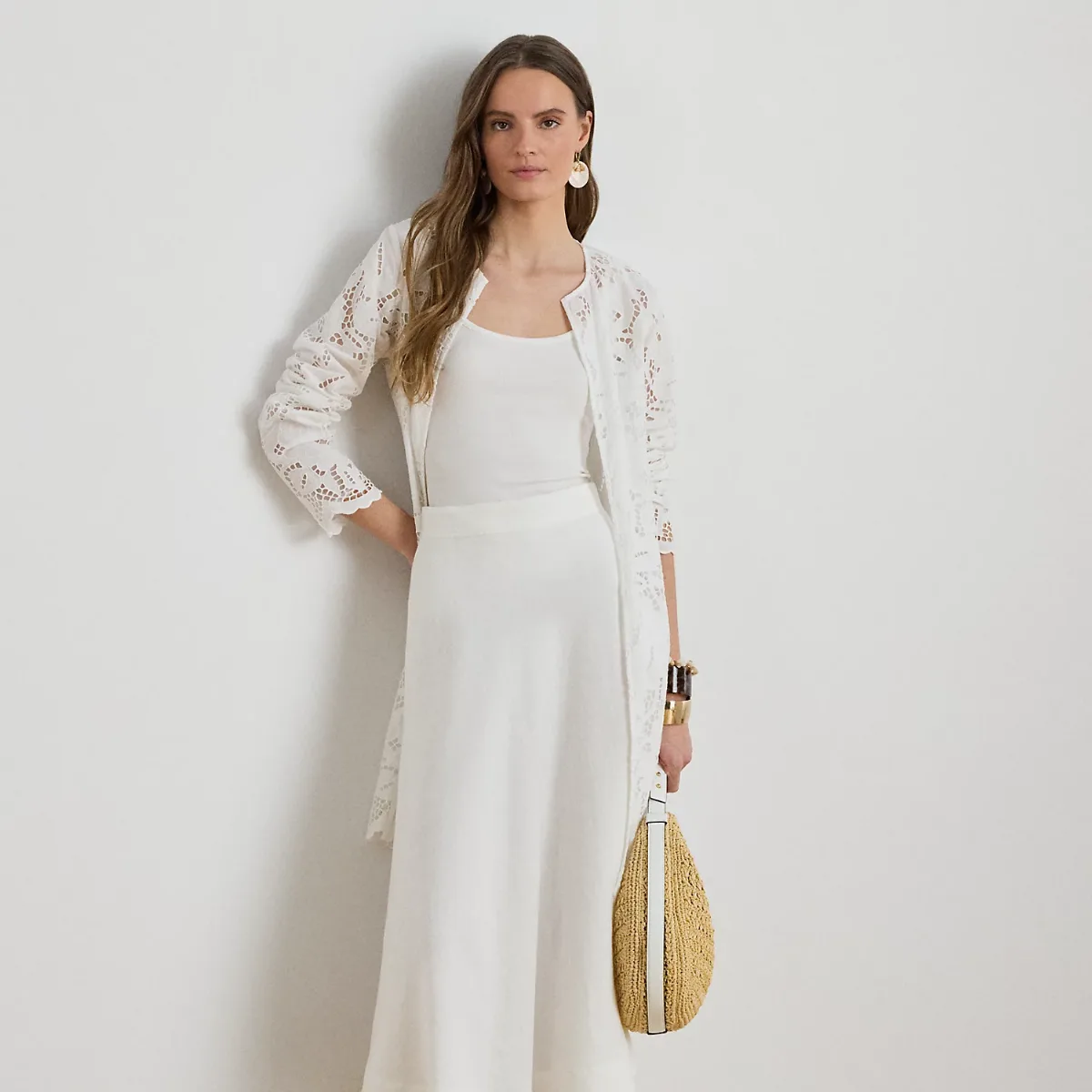 Paisley-Eyelet Cotton Tunic Jacket by Ralph Lauren