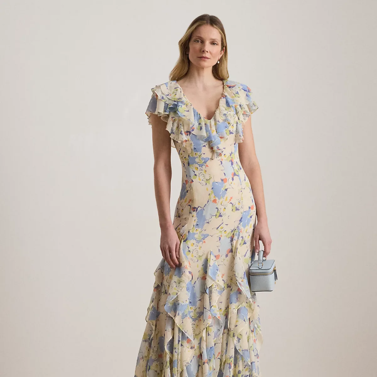 Floral Ruffle-Trim Georgette Gown by Ralph Lauren