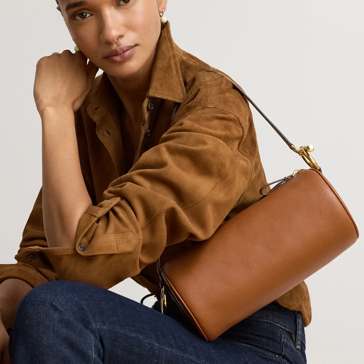 Nappa Leather Medium Blaike Barrel Bag by Ralph Lauren