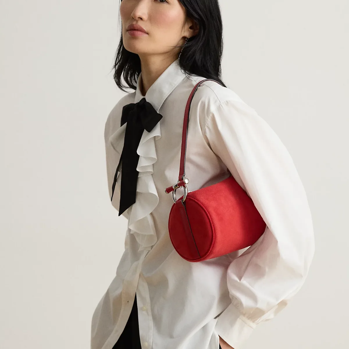 Sheep-Suede Medium Blaike Barrel Bag by Ralph Lauren