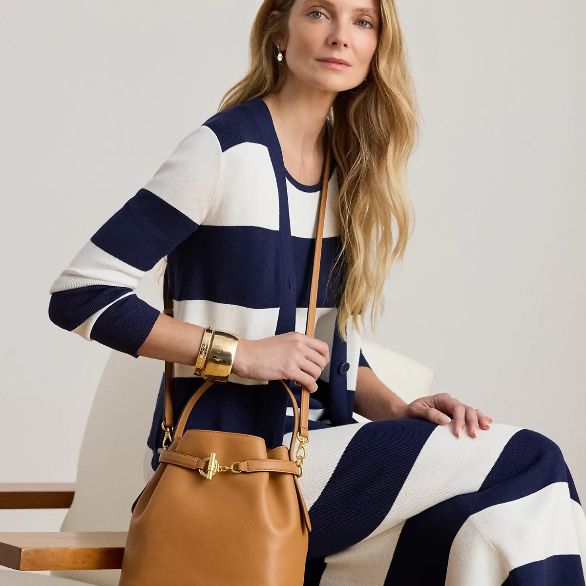 Leather Medium Blaike Bucket Bag by Ralph Lauren