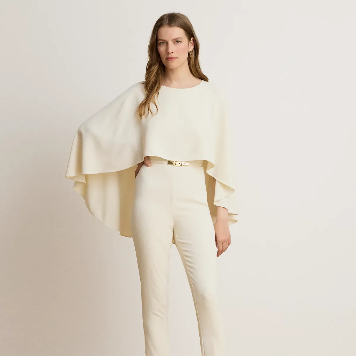 Belted Cape Georgette Jumpsuit by Ralph Lauren