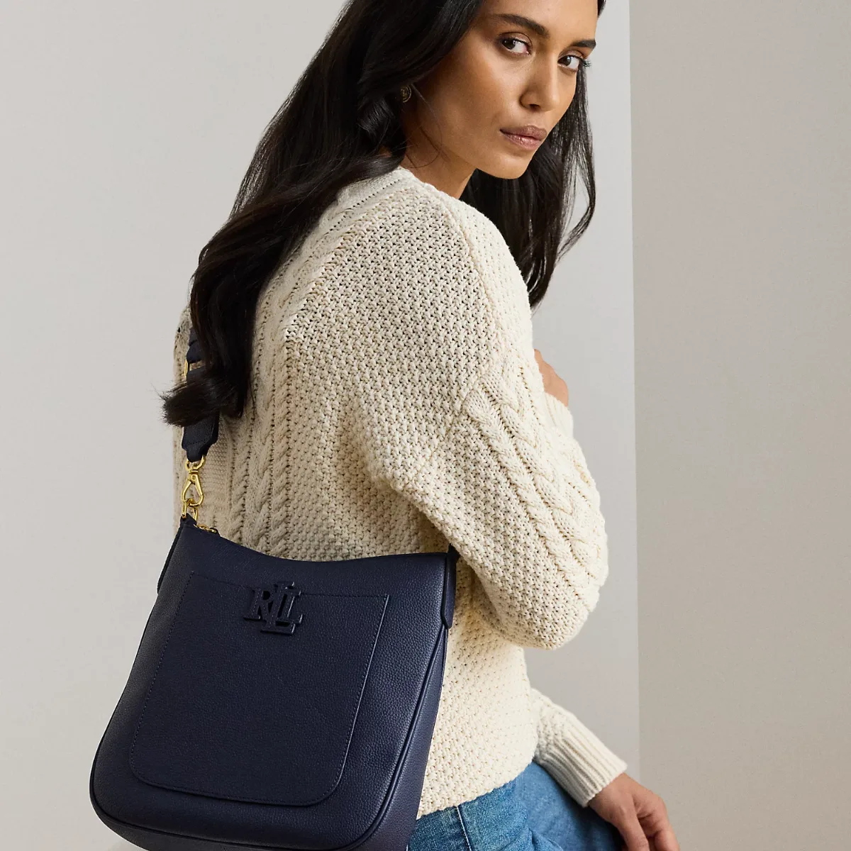 Pebbled Leather Large Cameryn Crossbody by Ralph Lauren