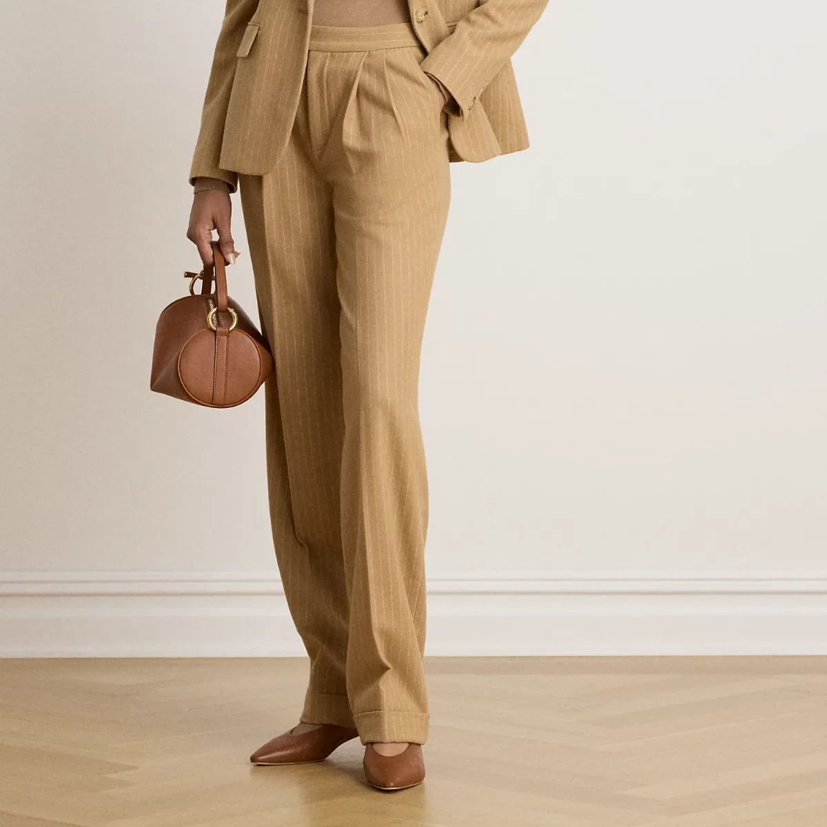Pinstripe Pleated Twill Straight Pant by Ralph Lauren