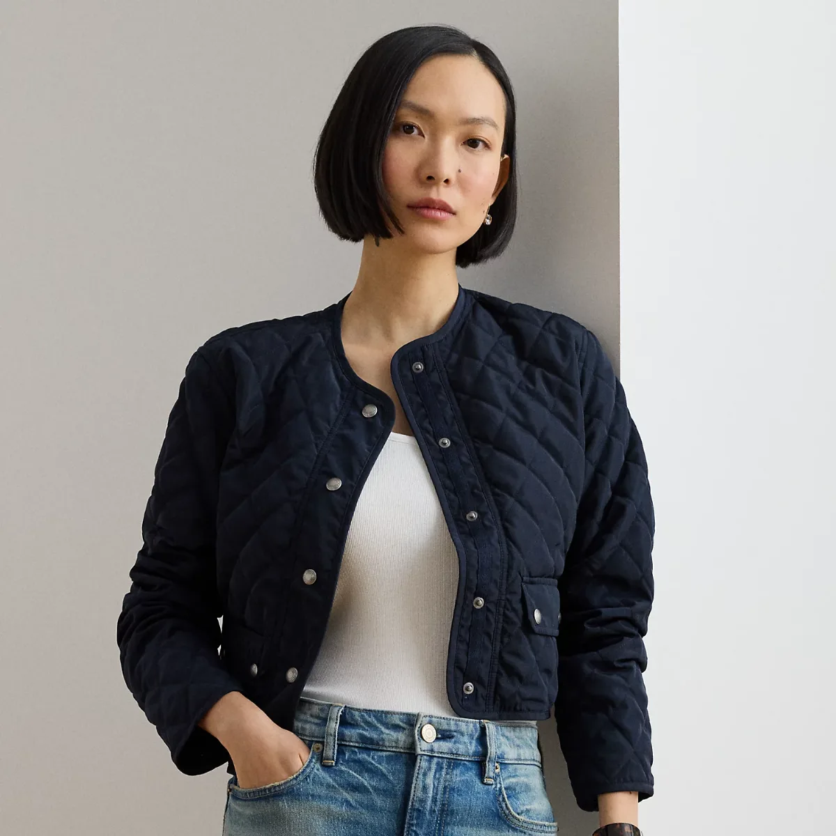 Diamond-Quilted Cropped Jacket by Ralph Lauren
