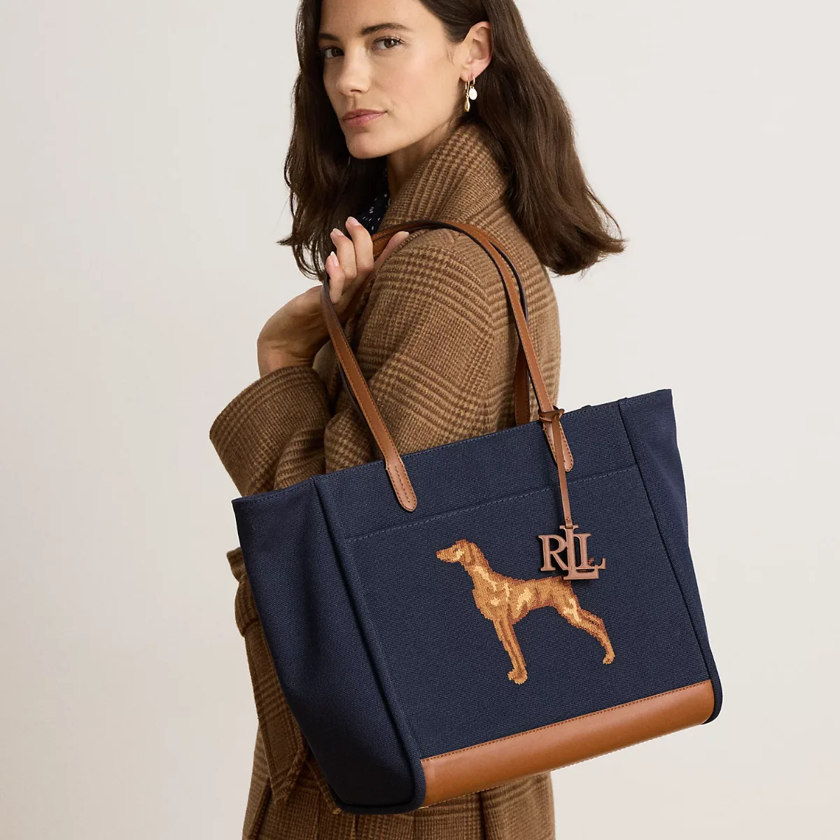Dog-Embroidered Large Cameryn Tote Bag