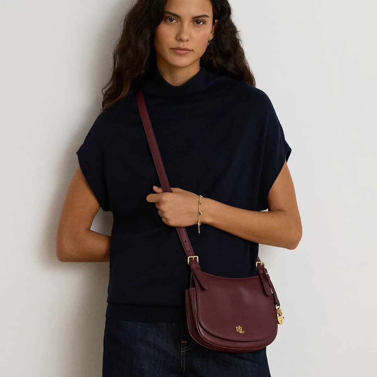 Leather Medium Marcy Crossbody Bag by Ralph Lauren