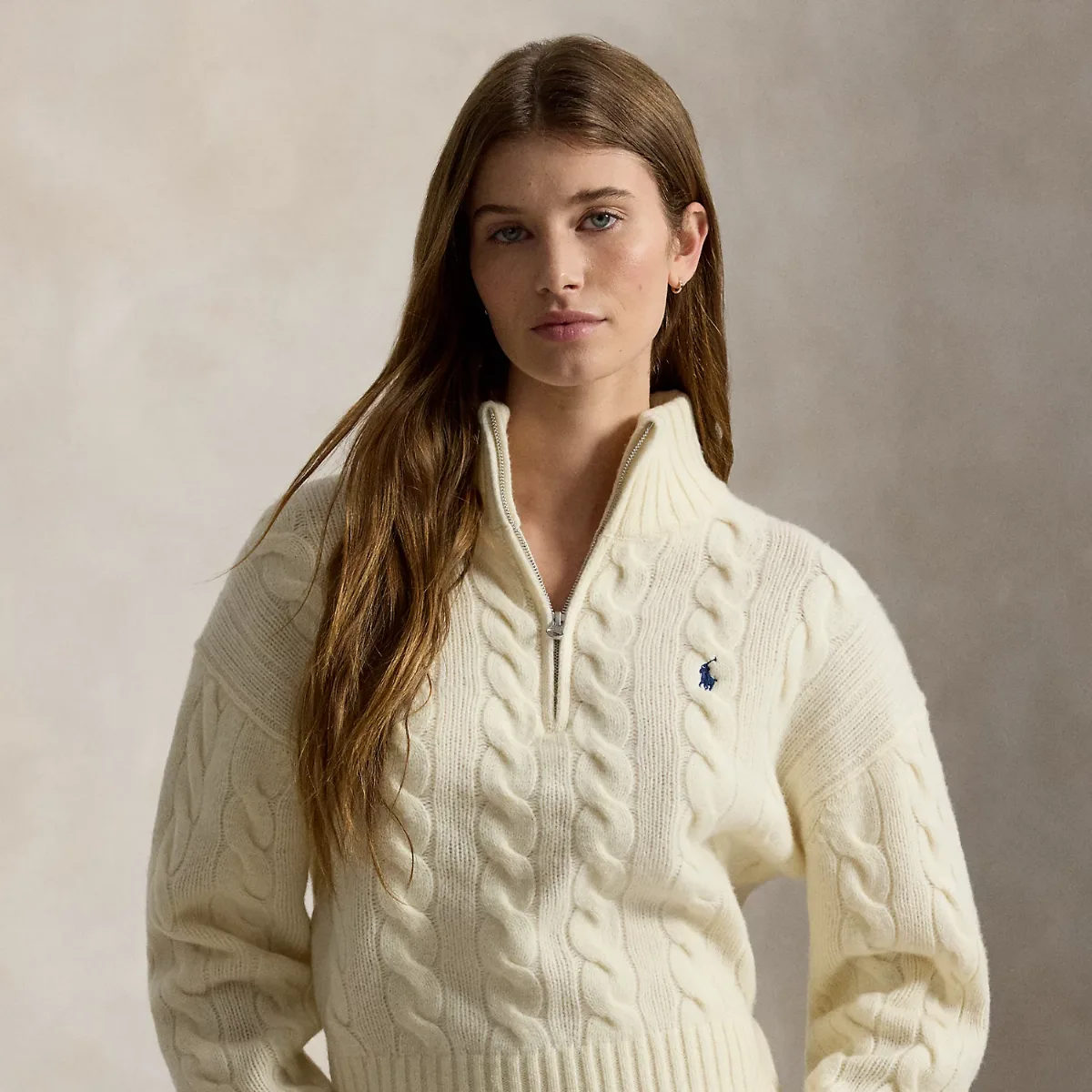 Cable Wool-Cashmere Half-Zip Sweater