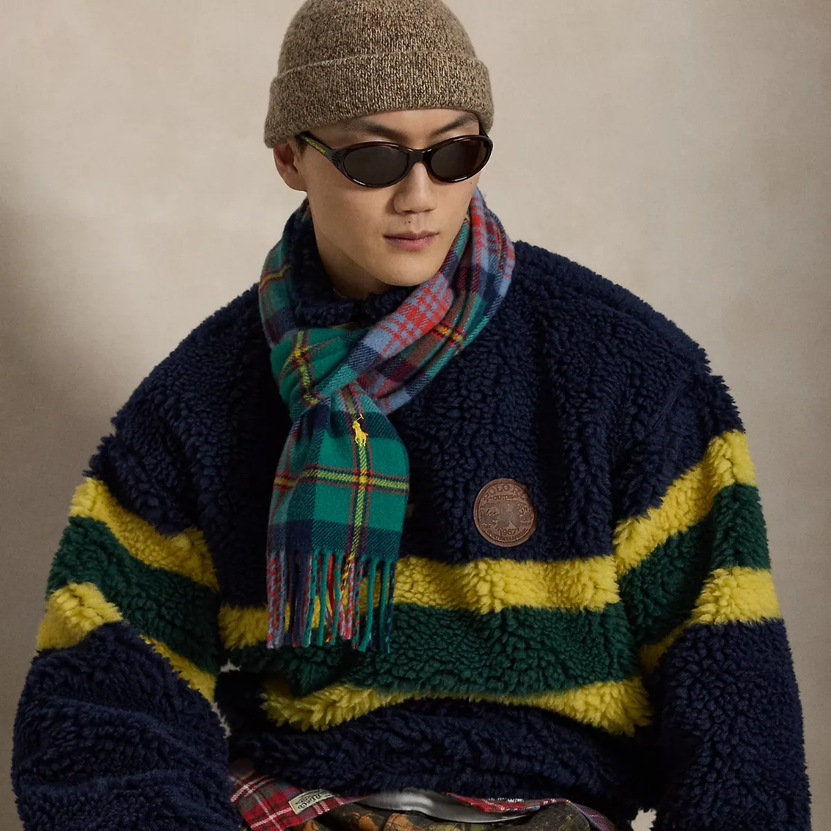 Striped Pile Fleece Pullover by Ralph Lauren