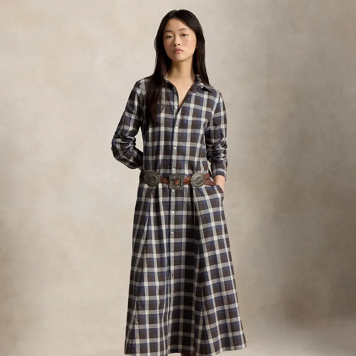 Plaid Cotton Twill Shirtdress by Ralph Lauren