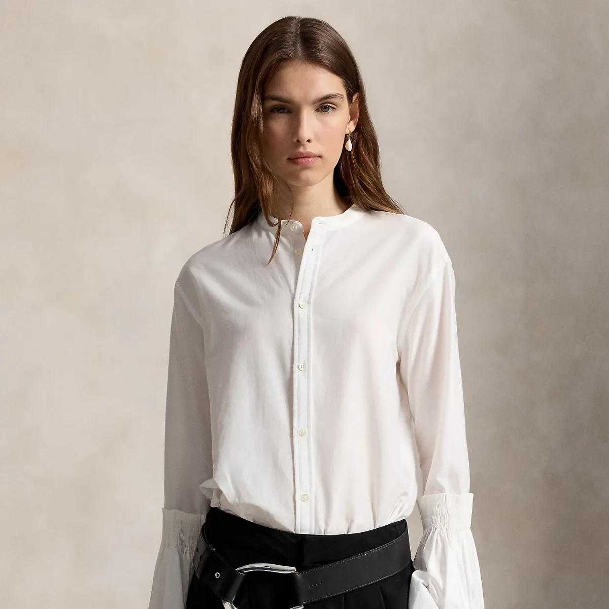 Cotton-Silk Bell-Sleeve Shirt by Ralph Lauren