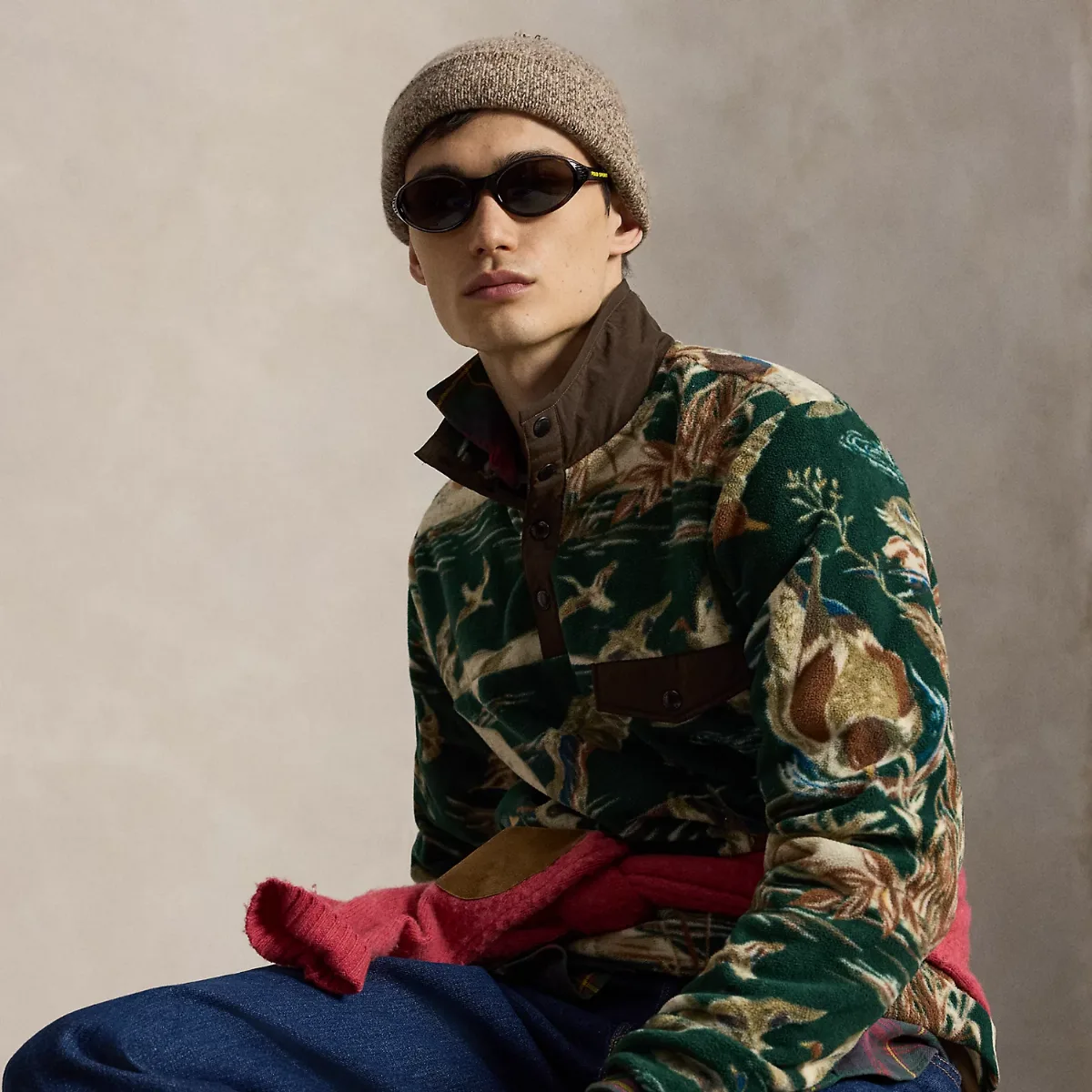 Duck-Print Brushed Fleece Pullover by Ralph Lauren