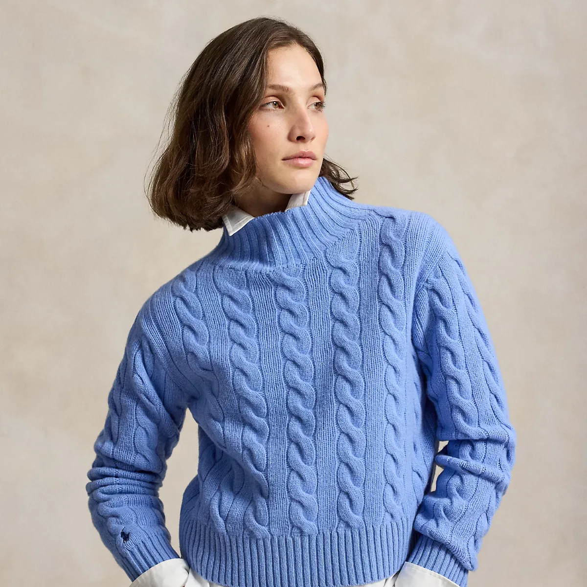Cable-Knit Wool-Cashmere Turtleneck by Ralph Lauren