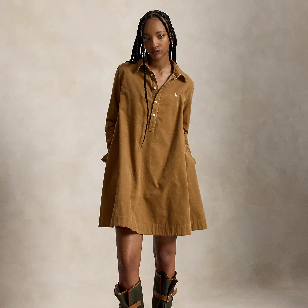 Corduroy Pleated Shirtdress by Ralph Lauren