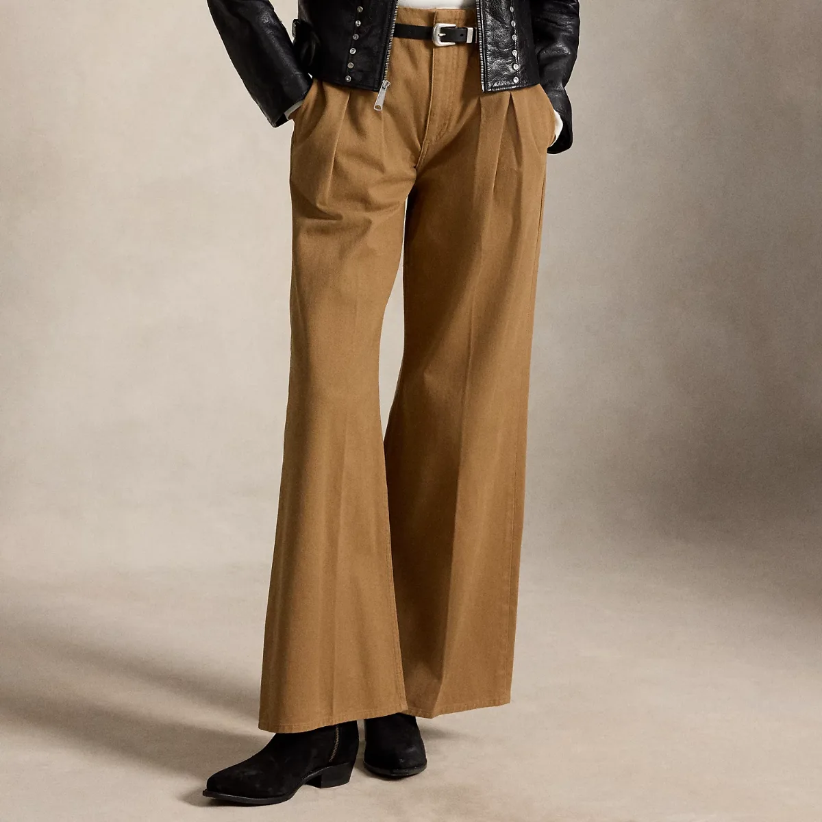 Pleated Cotton Wide-Leg Pant by Ralph Lauren