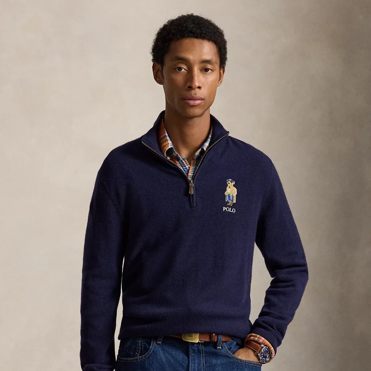 Polo Bear Wool Quarter-Zip Sweater by Ralph Lauren