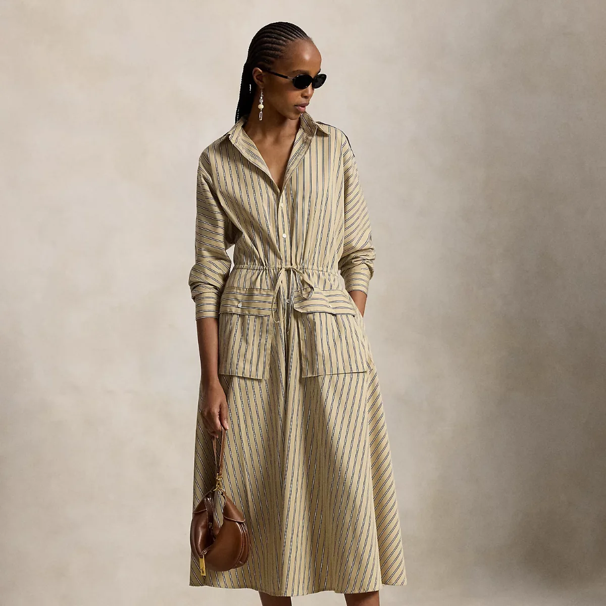 Striped Cotton Canvas Utility Shirtdress by Ralph Lauren