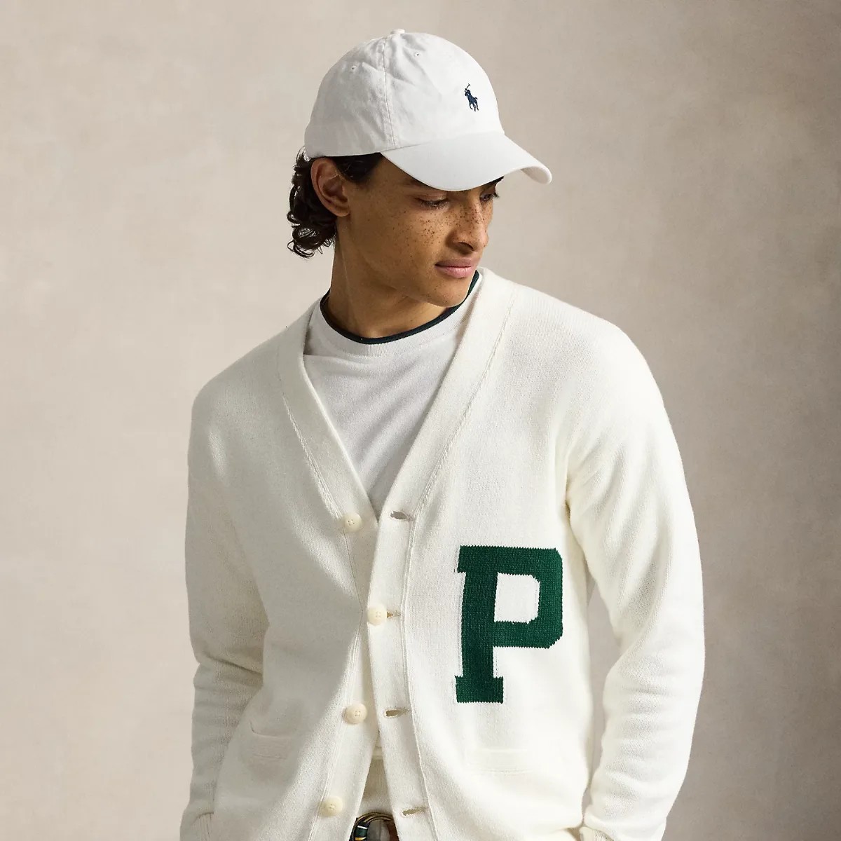 Relaxed Fit Cotton Letter Cardigan by Ralph Lauren