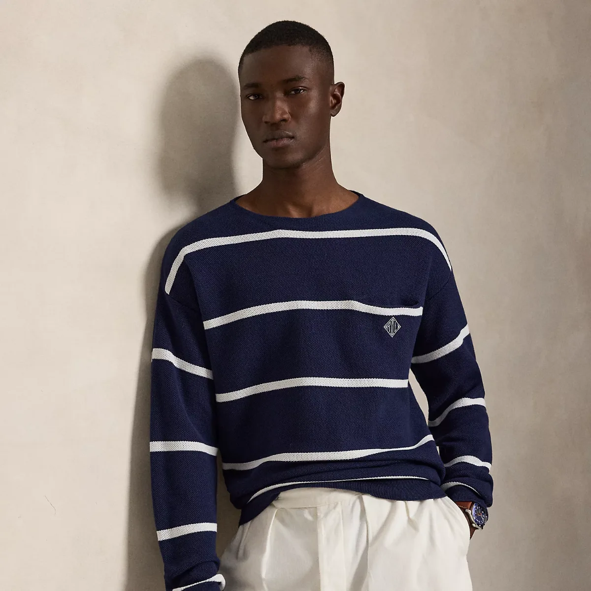 Relaxed Fit Mesh-Knit Cotton Sweater by Ralph Lauren
