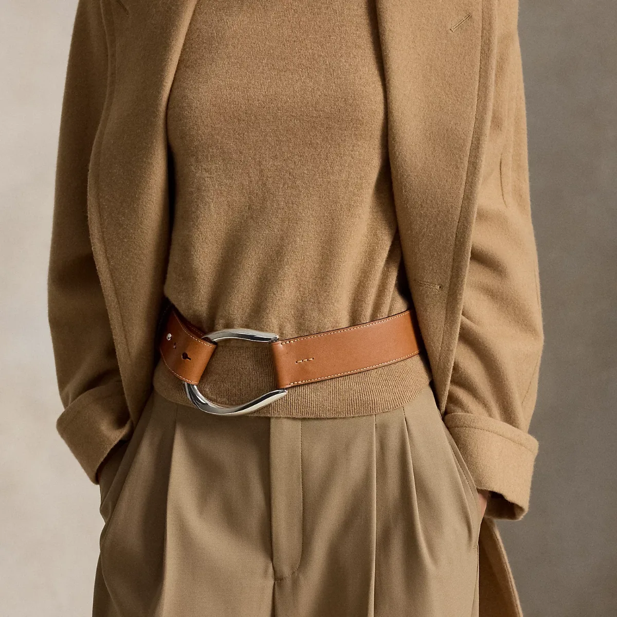 Stirrup-Buckle Wide Leather Belt by Ralph Lauren