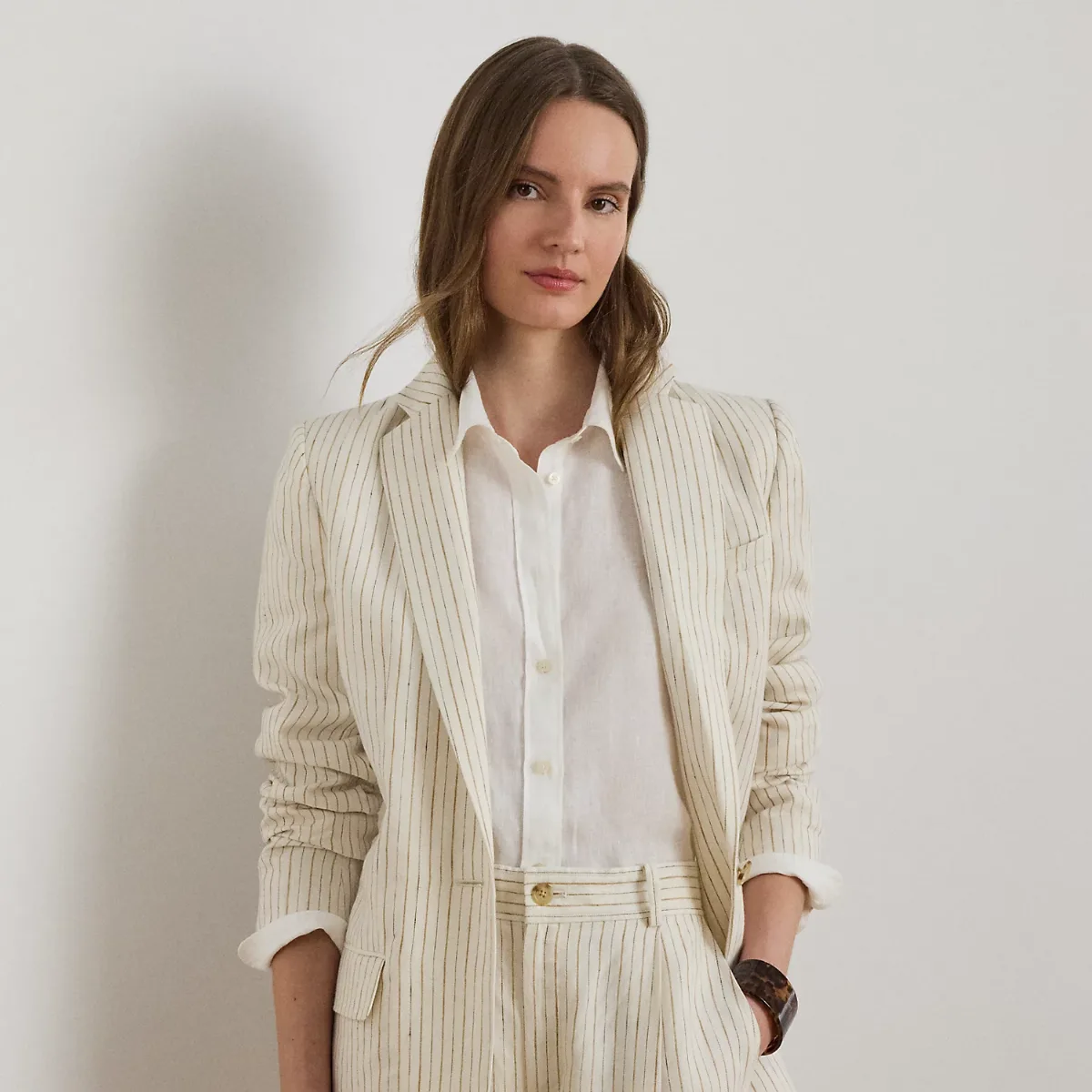 Pinstripe Linen Blazer by Ralph Lauren