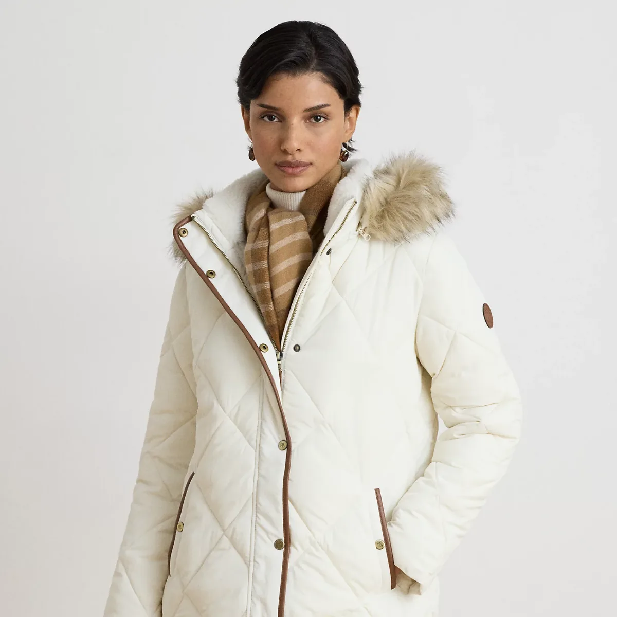 Faux-Fur-Trim Hooded Quilted Coat by Ralph Lauren