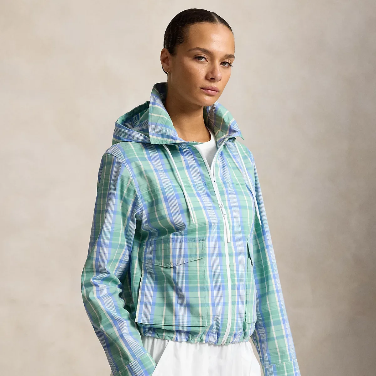 Plaid Cotton-Blend Rain Jacket by Ralph Lauren