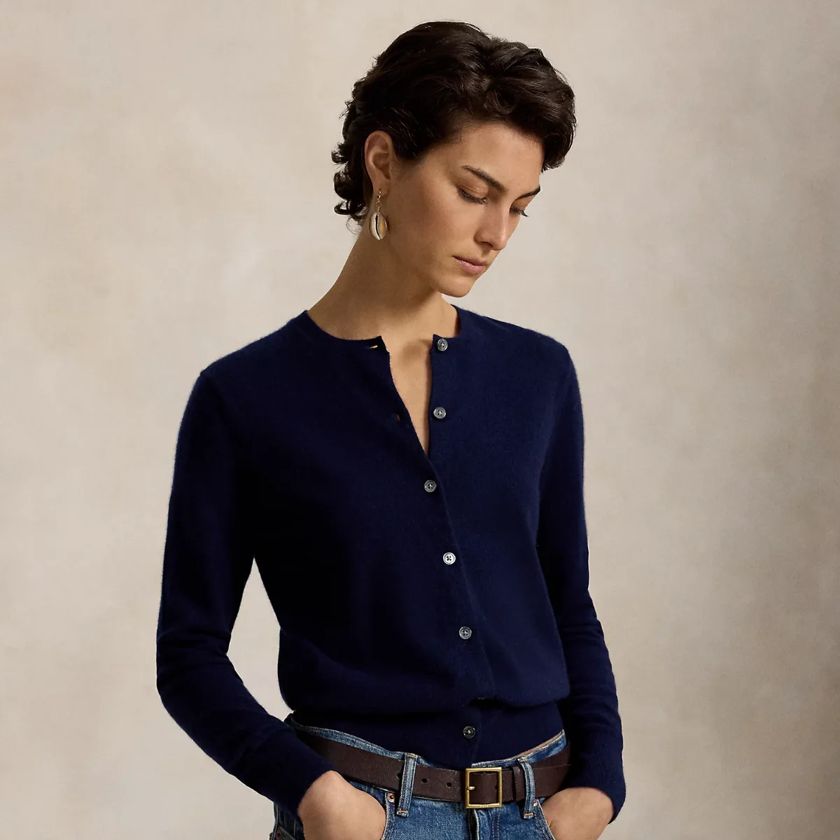 Cashmere Crewneck Cardigan by Ralph Lauren