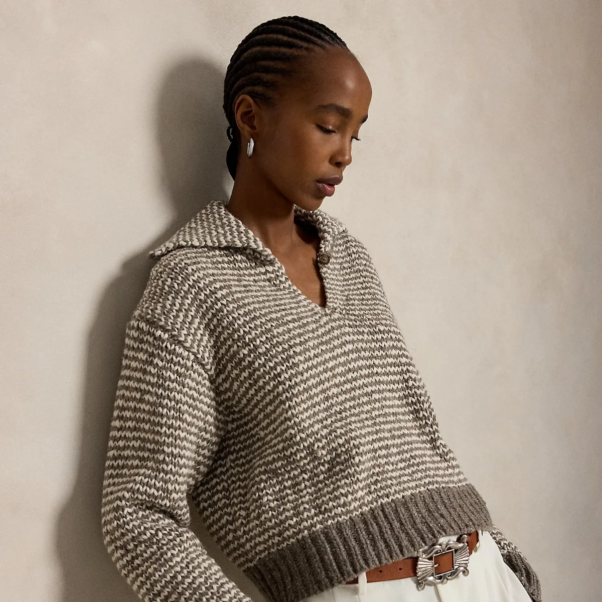 Striped Cotton-Blend Sweater by Ralph Lauren