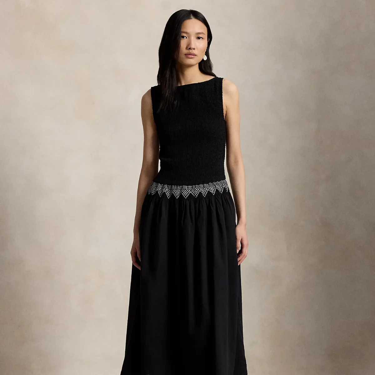 Smocked Cotton Voile Dress by Ralph Lauren