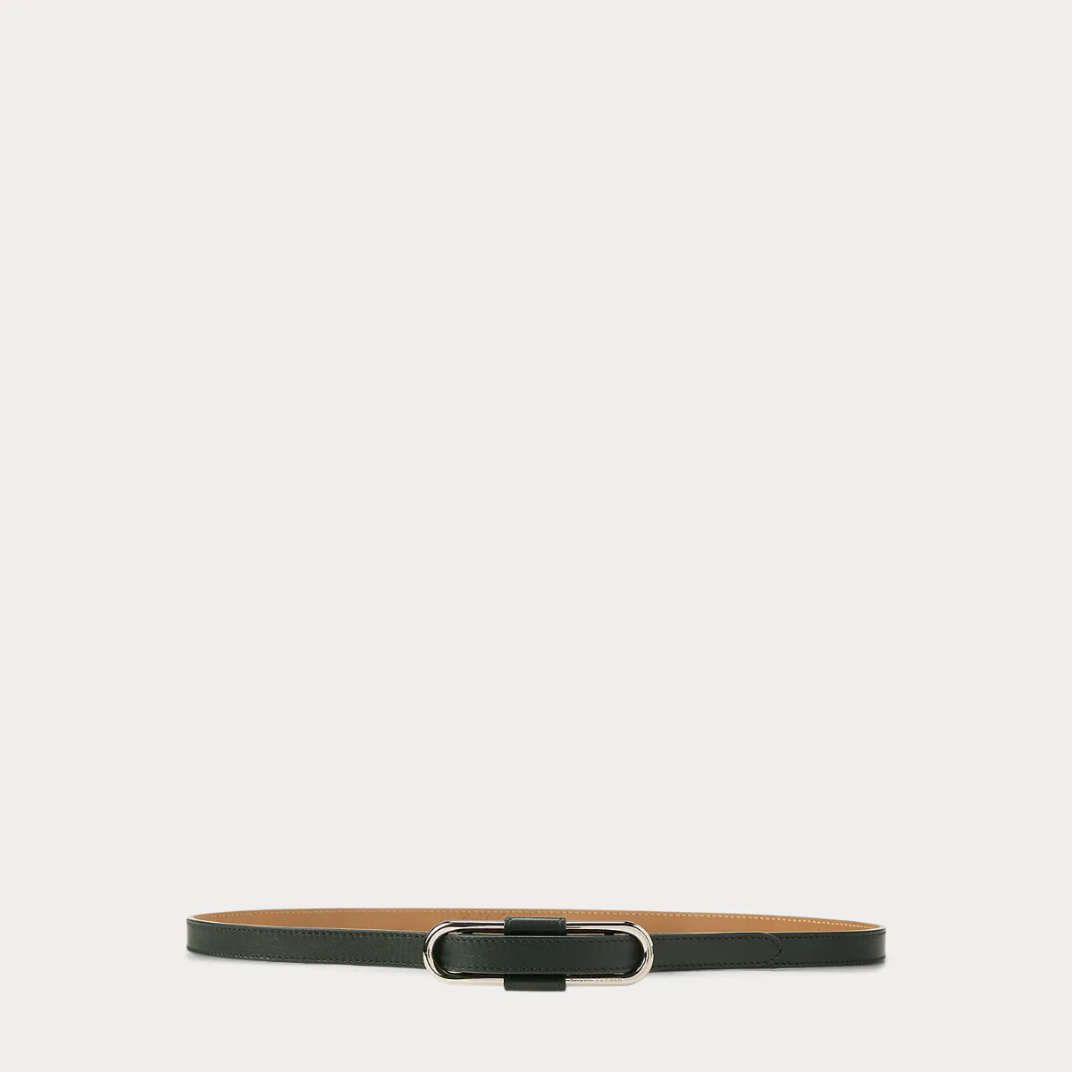 Oval-Buckle Calfskin Skinny Belt by Ralph Lauren
