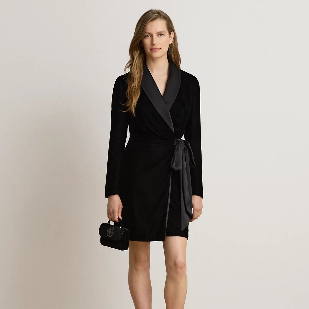Satin-Trim Velvet Dress by Ralph Lauren