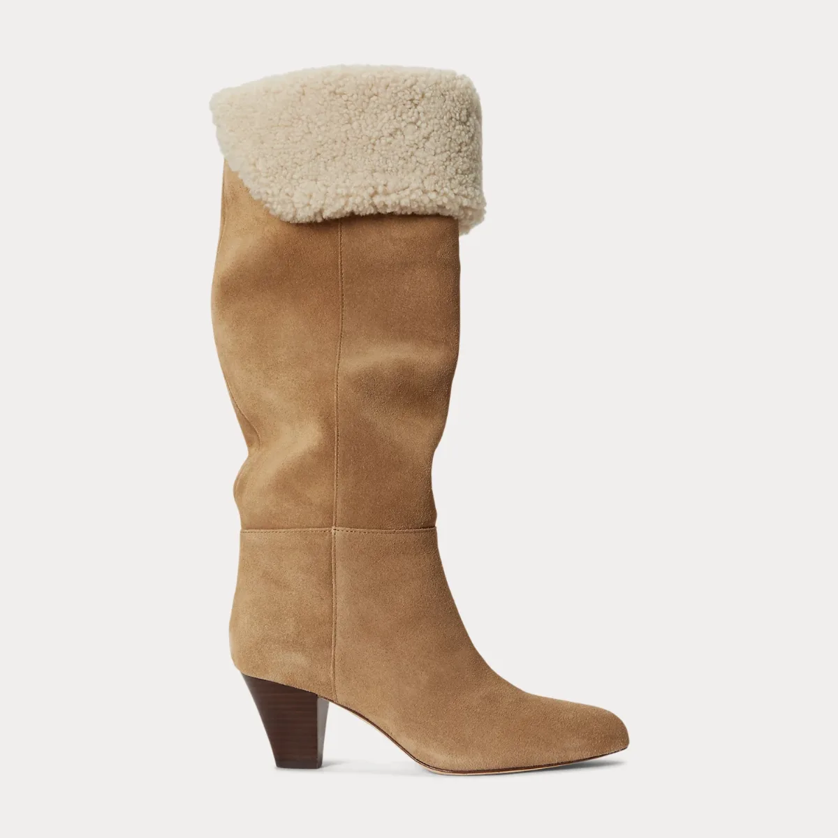 Emersyn Shearling & Suede Tall Boot Heel by Ralph Lauren