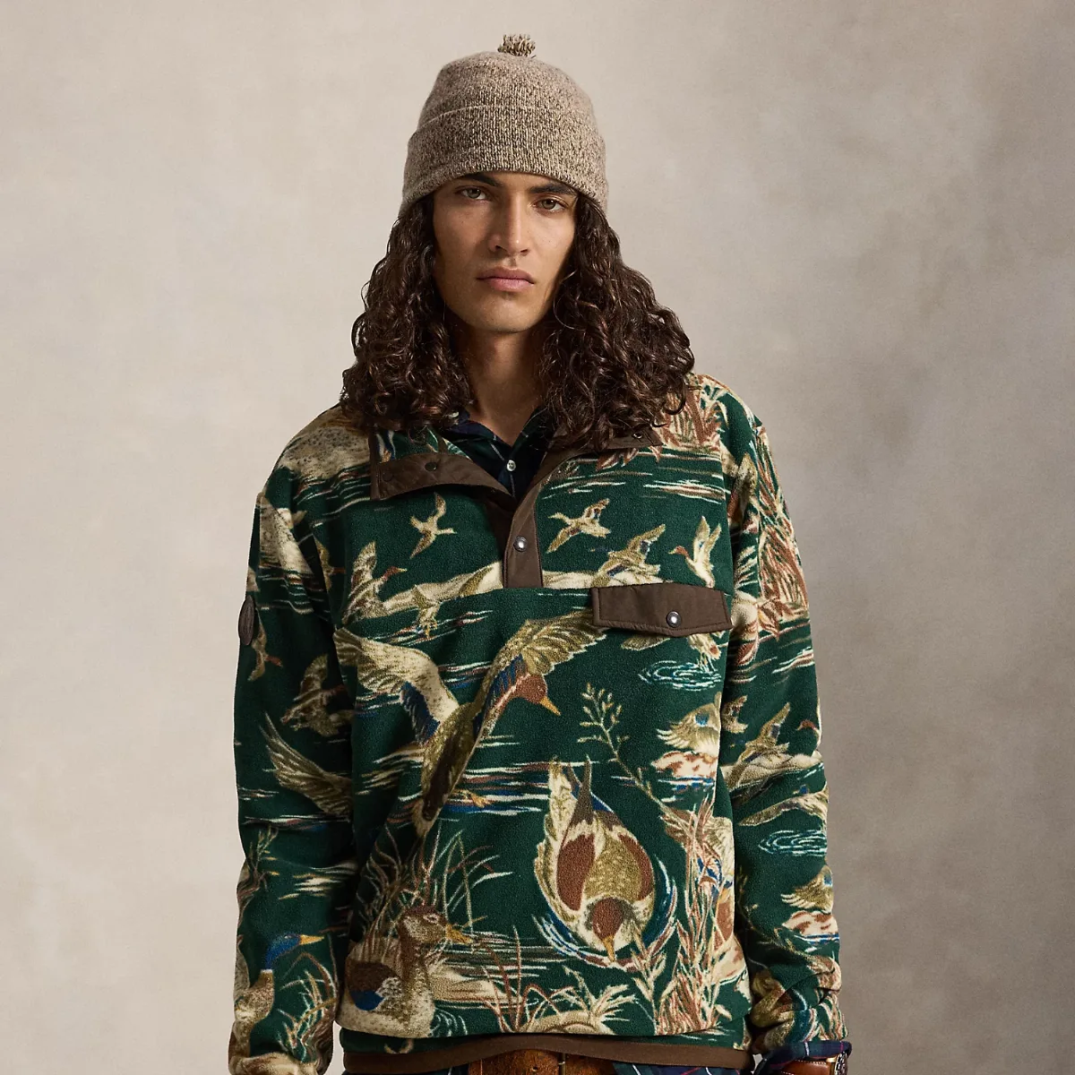 Duck-Print Brushed Fleece Pullover by Ralph Lauren