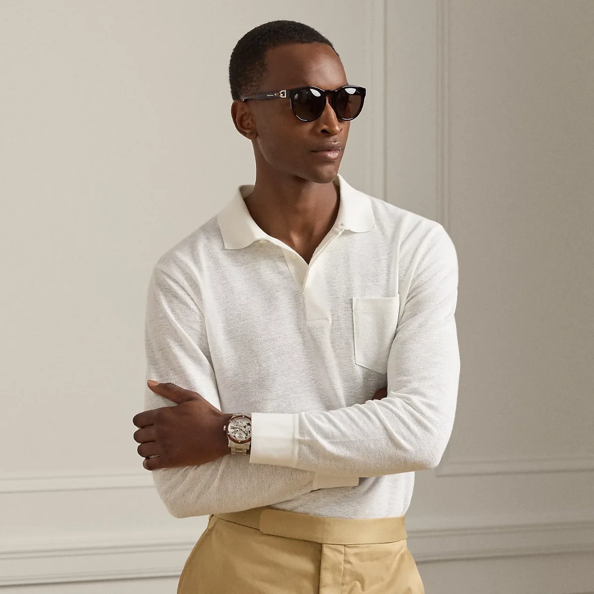 Linen-Cotton Piqué Polo Shirt by Ralph Lauren