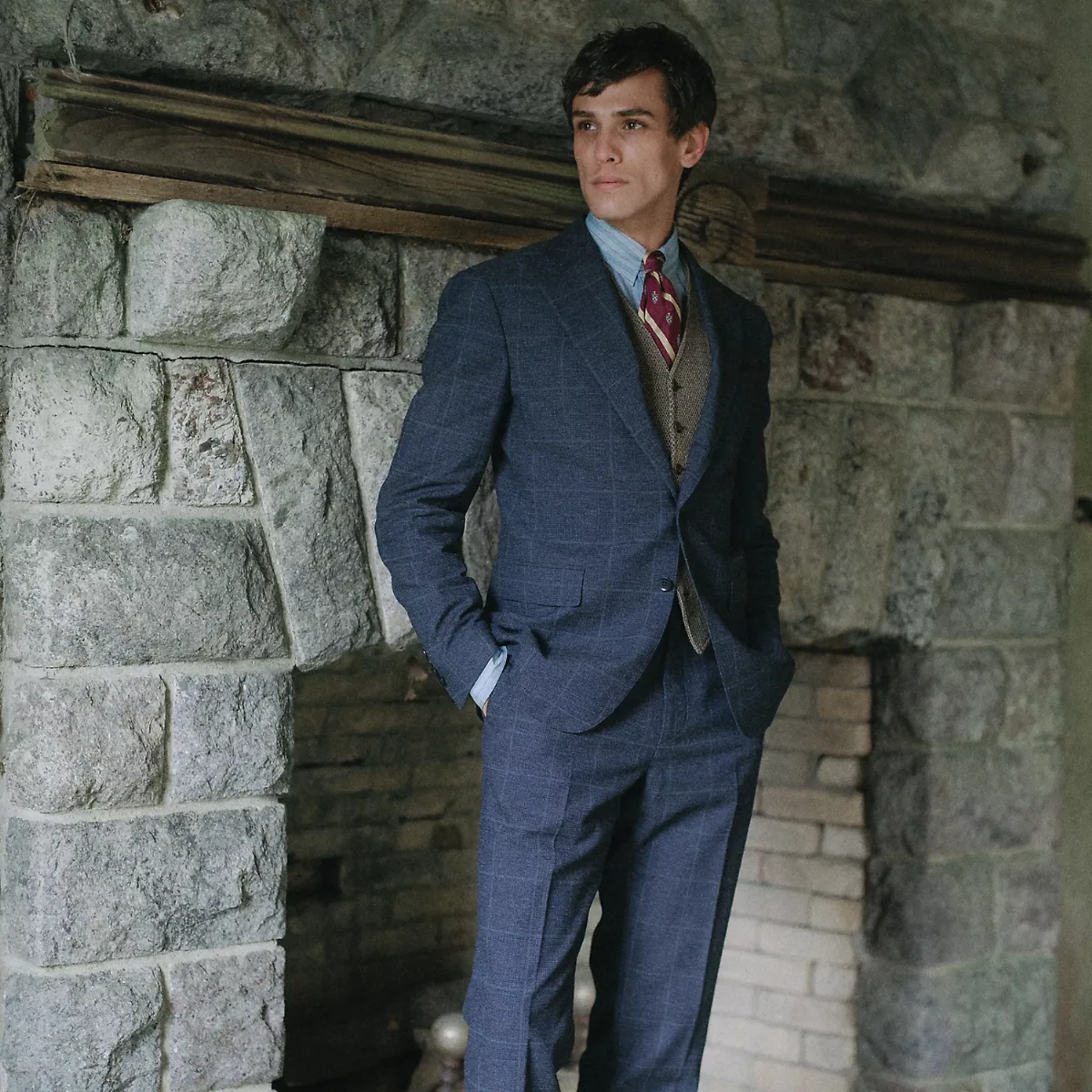 Slim Fit Indigo Checked Suit Trouser by Ralph Lauren