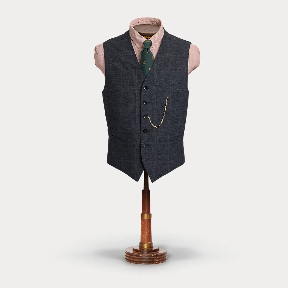 Indigo Checked Herringbone Vest by Ralph Lauren
