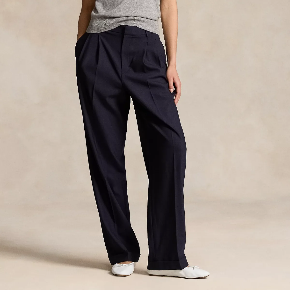 Bacall Stretch-Wool Faille Pant by Ralph Lauren
