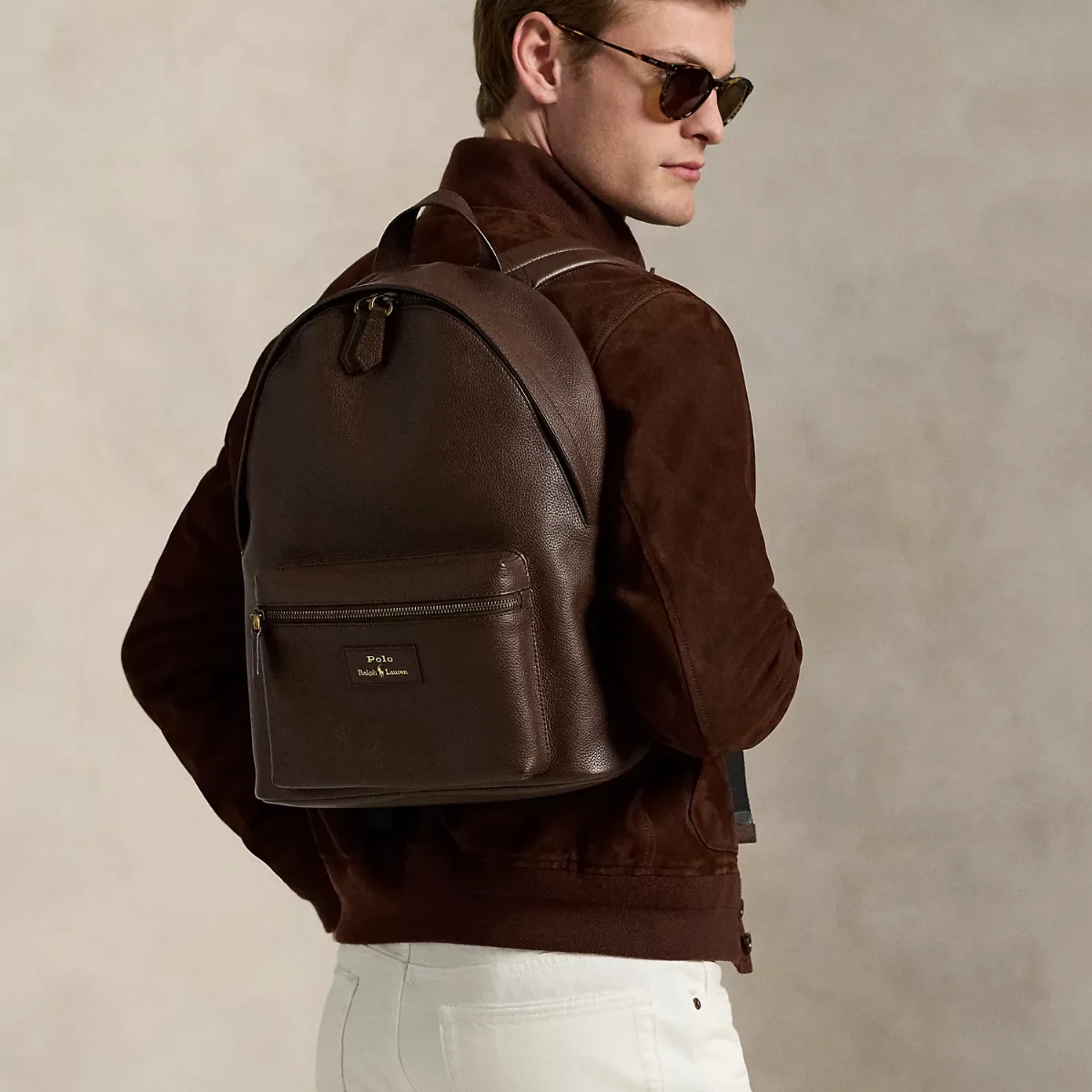 Pebbled Leather Backpack by Ralph Lauren