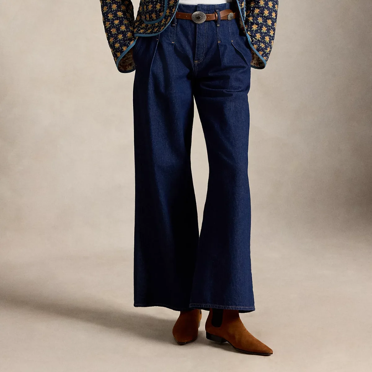 Pleated Wide-Leg Flare Jean by Ralph Lauren