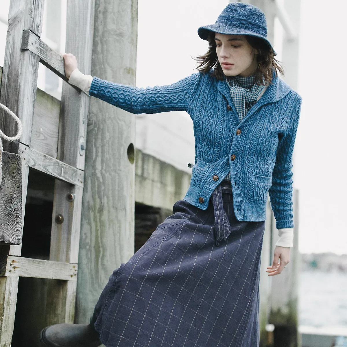 Windowpane Linen Wrap Skirt by Ralph Lauren
