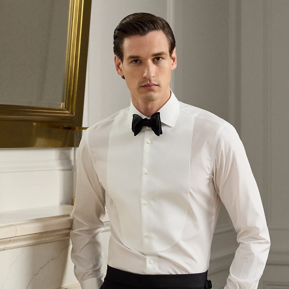 Piqué-Bib French Cuff Tuxedo Shirt by Ralph Lauren