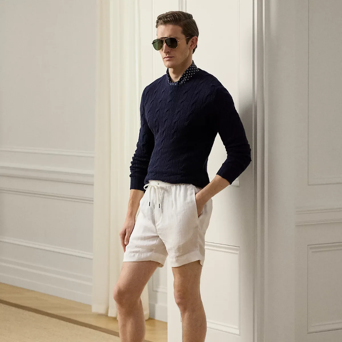 Hand-Tailored Linen Drawstring Short by Ralph Lauren