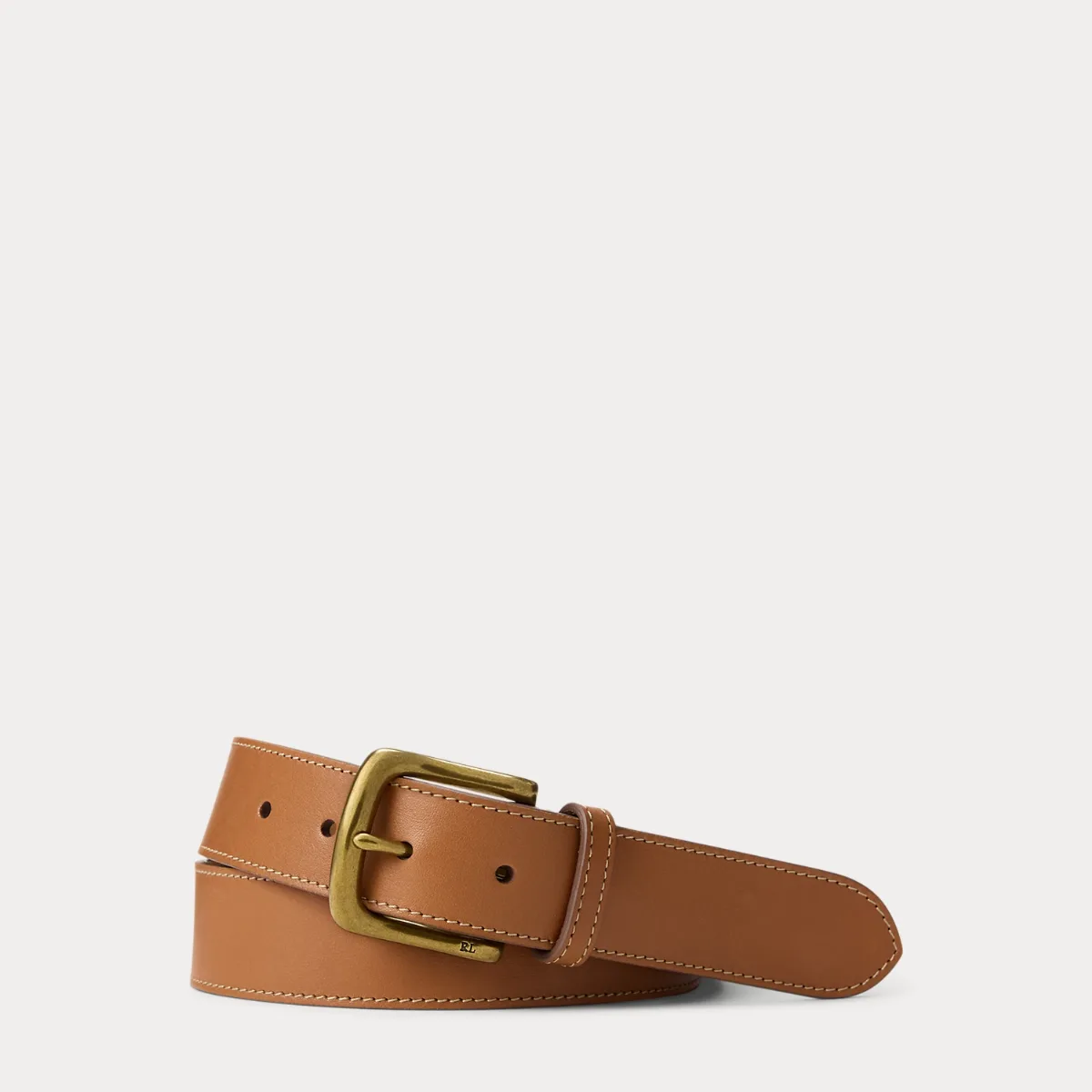 Brass-Buckle Calfskin Belt